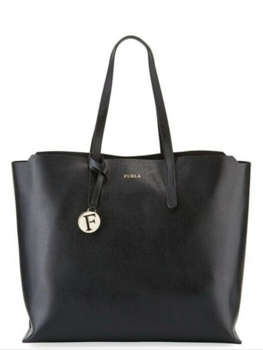 Furla Black Saffiano Leather Tote Bag EUC